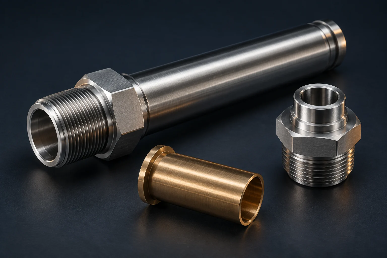 Illustrative sensor tube housings, threaded process connection bases and thin-wall guide sleeves