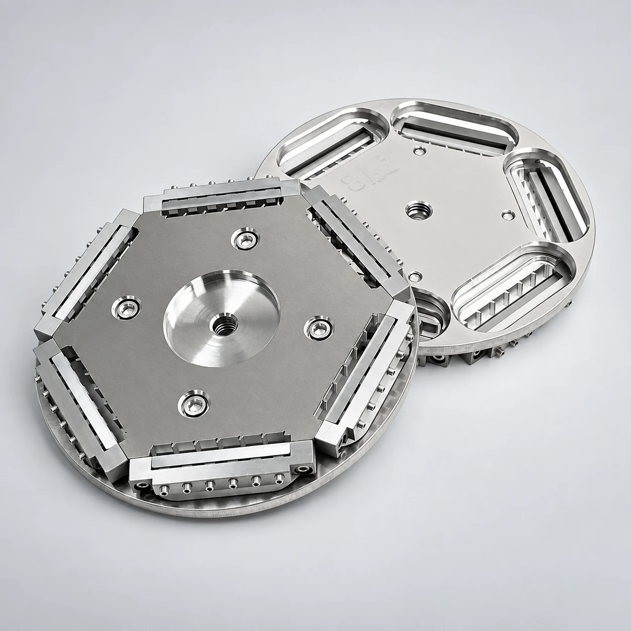 Fiber-optic grinding fixture — AI-assisted studio presentation based on the original Chengshuo photograph