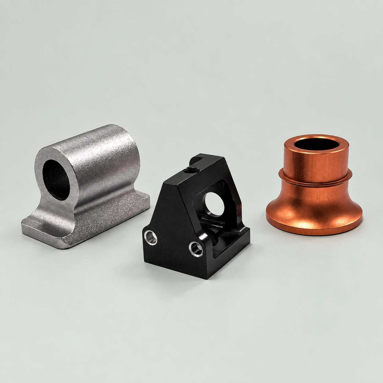 Aluminum ball screw supports — AI-assisted studio presentation based on the original Chengshuo photograph