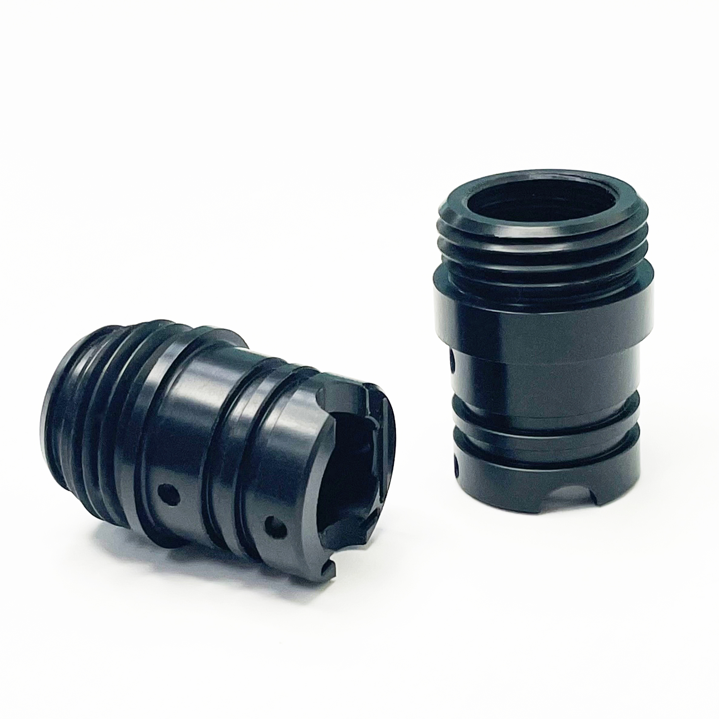 Original Chengshuo ABS bolt-sleeve photograph showing stepped bodies, external threads and lateral openings