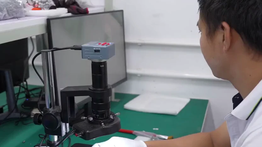 Optical inspection and bench checks in Chengshuo’s factory film