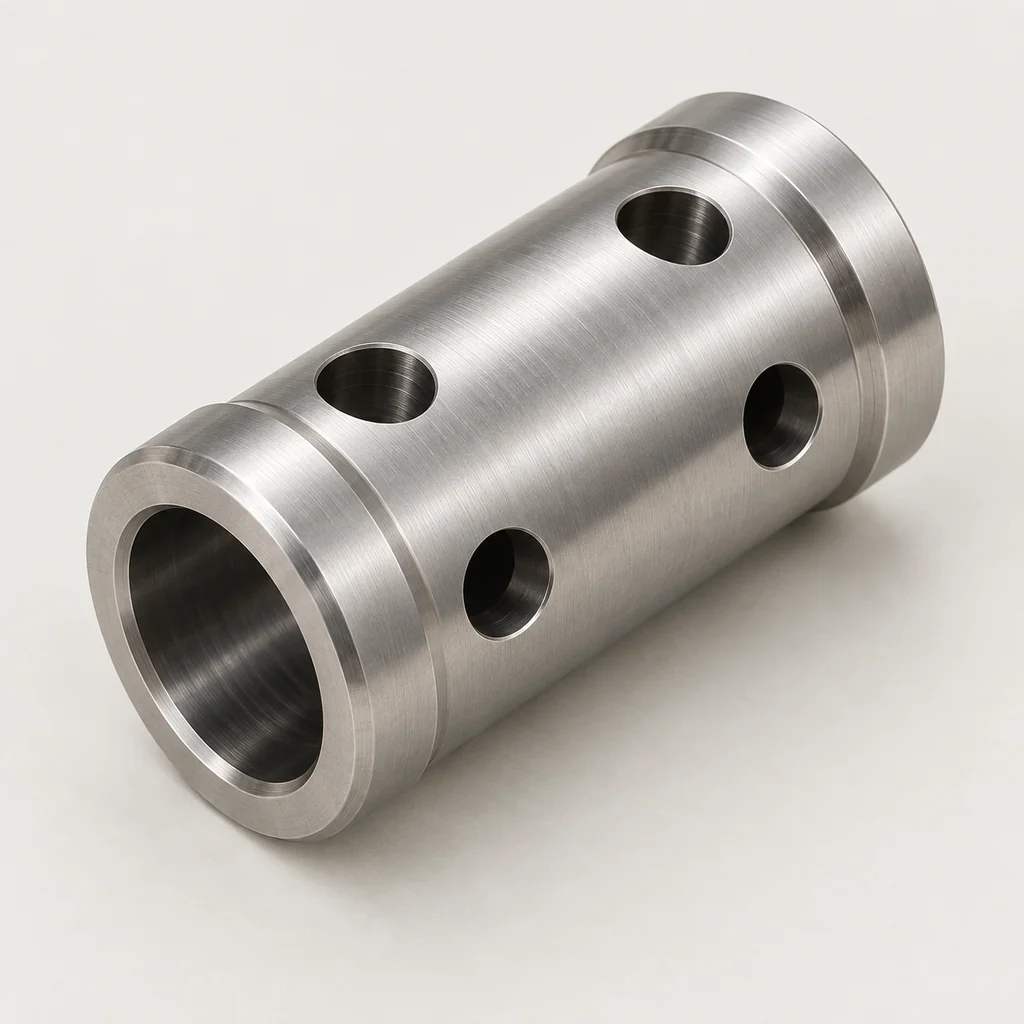 Cross-ported spool valve sleeve — AI-generated engineering concept